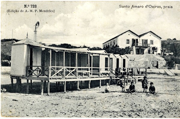 Santo Amaro de Oeiras (1909) : Barracas na praia e Quinta do Barracão
